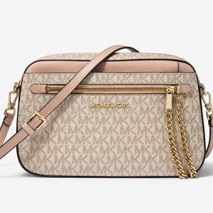 Michael Kors Tan and Pink Crossbody Bag
